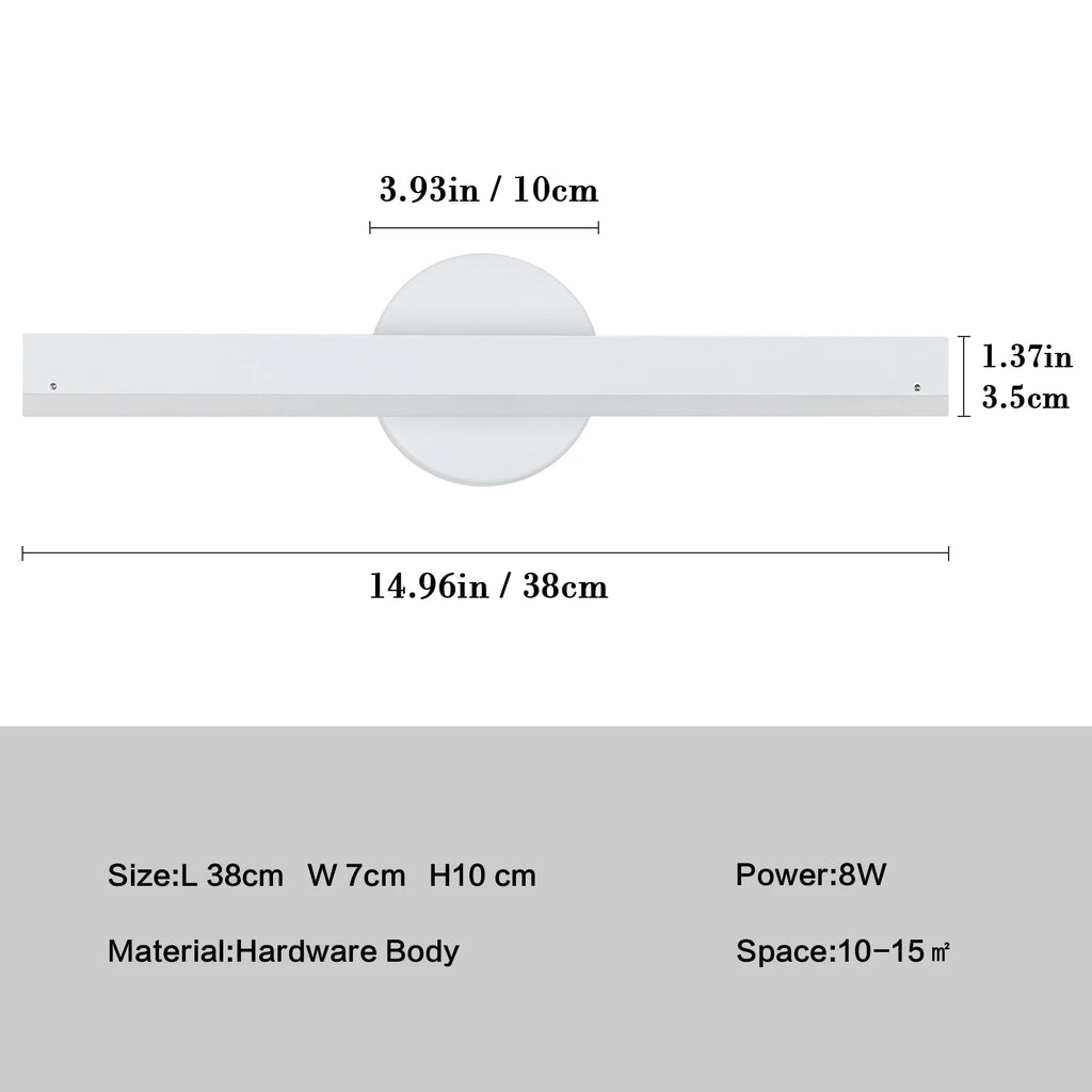 Indoor Wall Sconce 12W, Modern LED Wall Lamp Rotatable 300°, Cool White Wall Light 6500K, White Bathroom Mirror Lamp